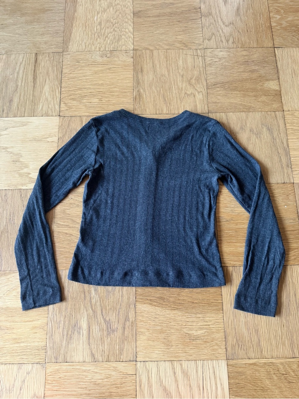 Leset x Madewell Gray Ribbed Button Down Top Long Sleeve Cotton Cardigan - Picture 2 of 7